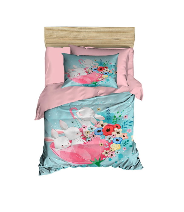 L'essentiel linge de maison Juego de funda nórdica PH188 Turquesa, rosa y blanco L'essentiel linge de maison Juego de funda nórdica PH188 Turquesa, rosa y blanco